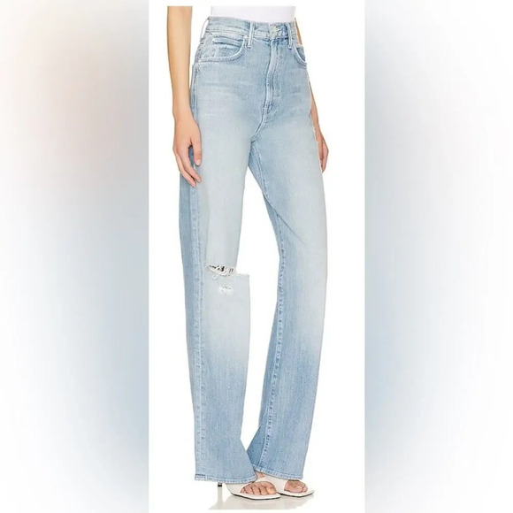 NWT MOTHER High Waisted Tunnel Vision Sneak Sippin' Sweet Tea Blue Size 29 - Picture 2 of 10